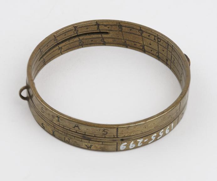 17th century pocket brass ring sundial with sliding ring