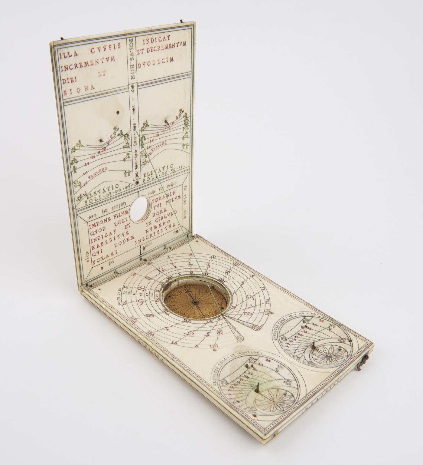Sundial Inscription Notes Inscribed sundial with folding tablet | Science Museum Group Collection