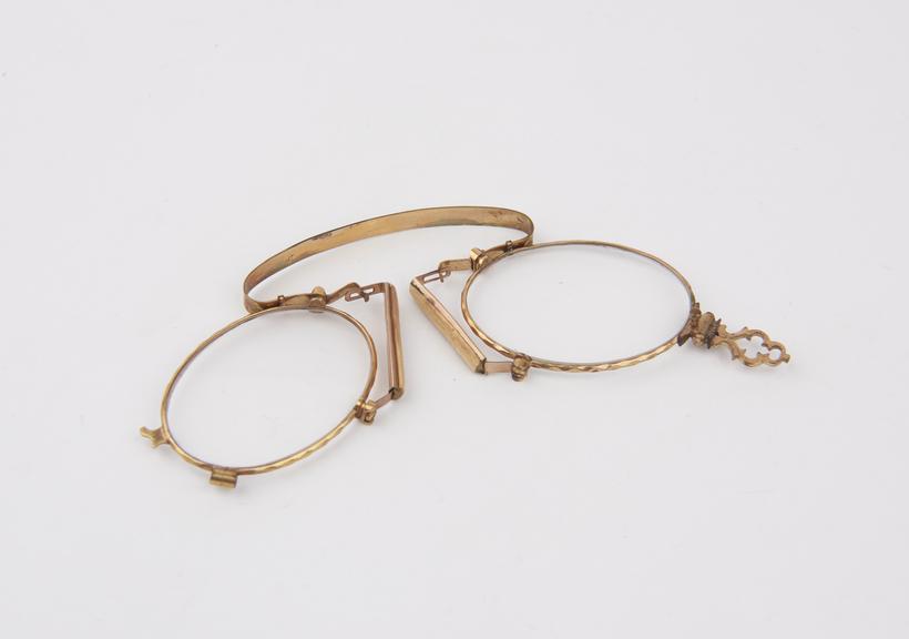 'Fancy' gold-plated Canadian folding spectacles with oval