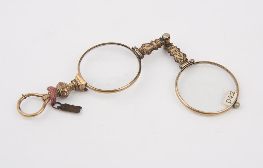 Double Eye Glasses (c.1860-70), gold, hinge bridge