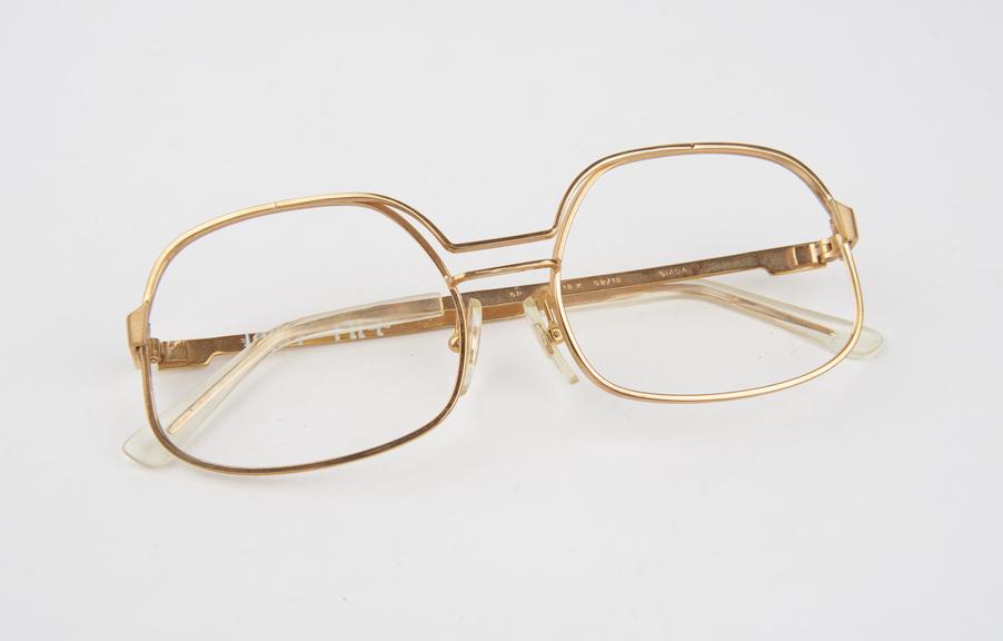 Spectacle frame, gold plated metal, double bridge, unsigned