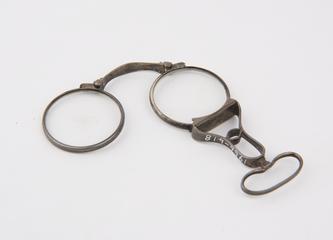 Pair of metal silver plated folding lorgnette spectacles