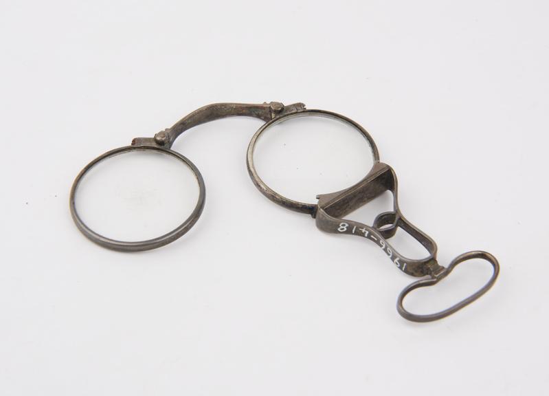 Pair of metal silver plated folding lorgnette spectacles
