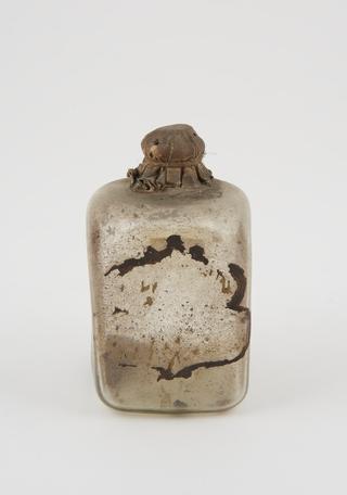 Glass bottle, cork bung, label worn off