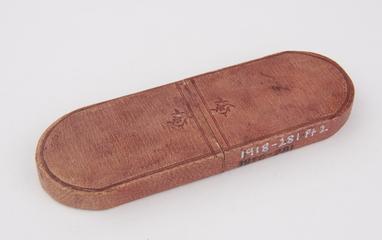 Pair of spectacles; metal frame, arms hinged, stamped D.30