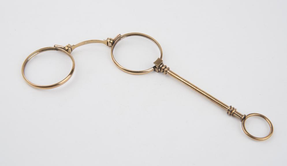 Pair of folding lorgnette hand-held spectacles frames