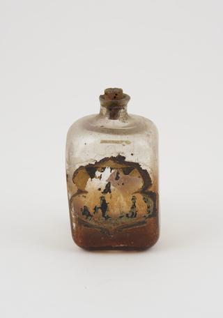Glass bottle, cork bung, label worn off