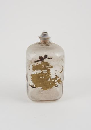 Glass bottle, cork bung, label worn off