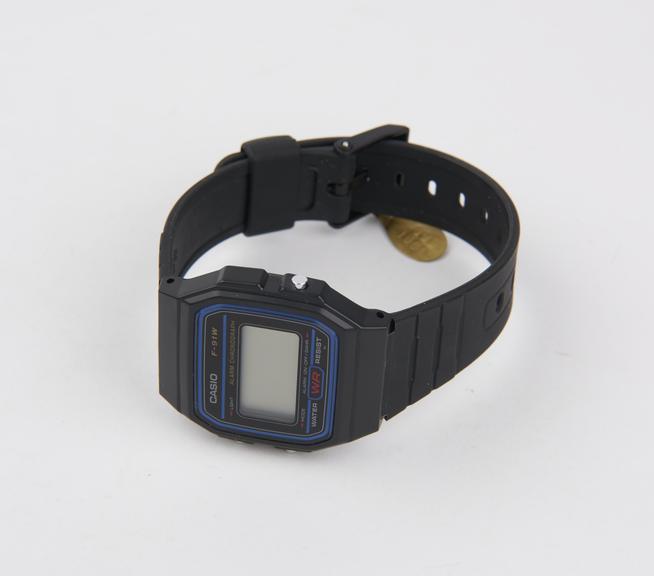 Casio F-91W quartz digital wrist watch, Casio, Malaysia, 1997.