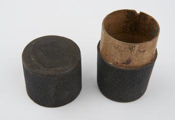 Cylindrical wooden fishskin covered case for prospect glass (spyglass)