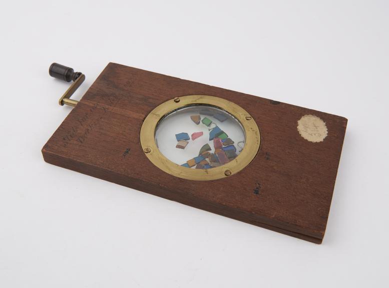 Magic lantern Kaleidoscope slide with mahogany slider and glass