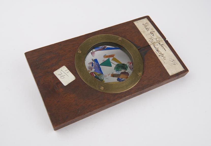 Magic lantern Kaleidoscope slide with mahogany slider and glass