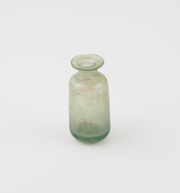 Iridescent green glass bottle, European, 17th or 18th centuries