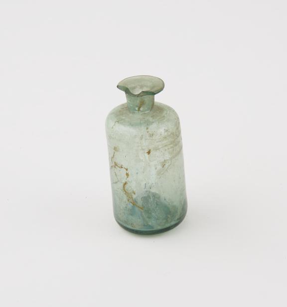 Iridescent green glass bottle, Eureopean, 16th to 18th centuries