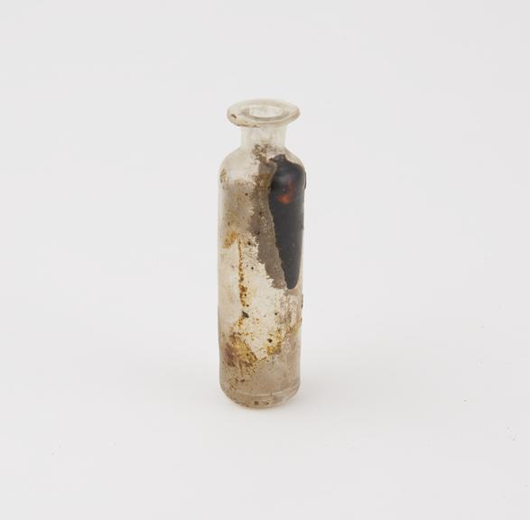 Glass bottle, cylindrical, found in London