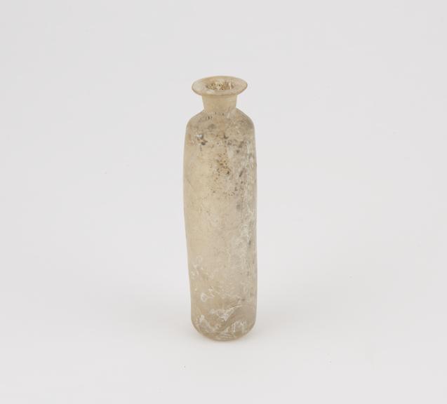 Glass bottle, cylindrical, weathered