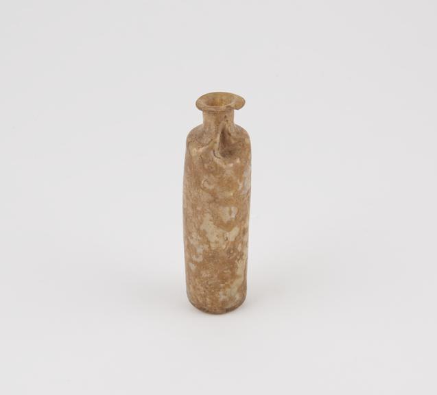Glass bottle, cylindrical, weathered