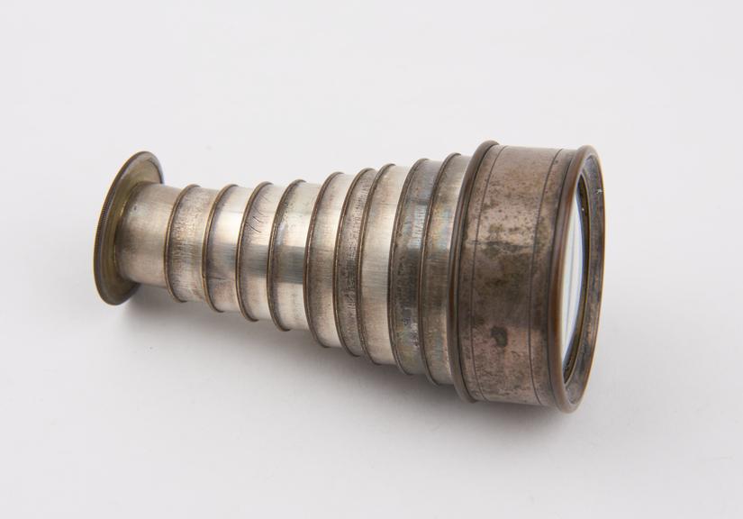 Eleven draw miniature silver spyglass, unsigned, Europe