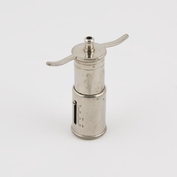 Syringe, type insufflator(?), nickel-plated brass, no nozzle