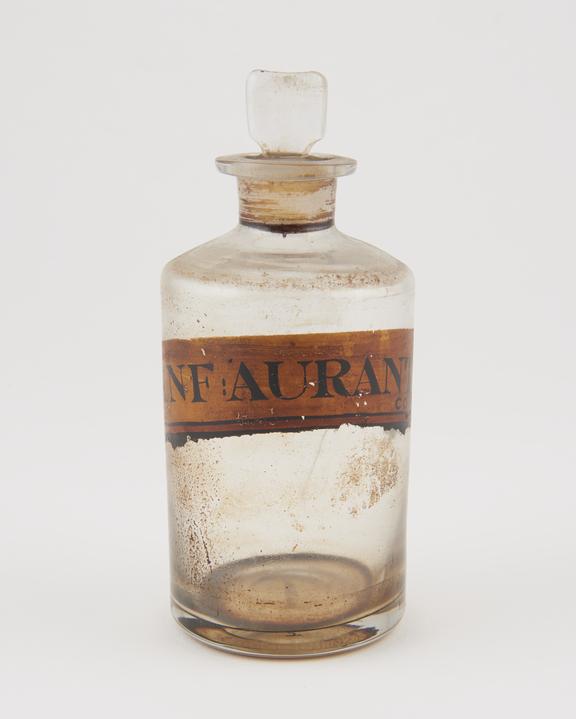 Bottle, clear glass, trace contents