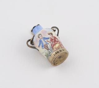 Enamelled silver gilt perfume bottle or vinaigrette