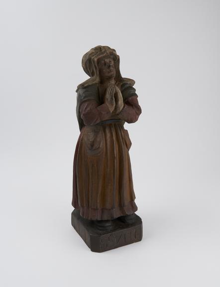 Wooden statue of Saint Zita, patroness of housemaids, unsigned