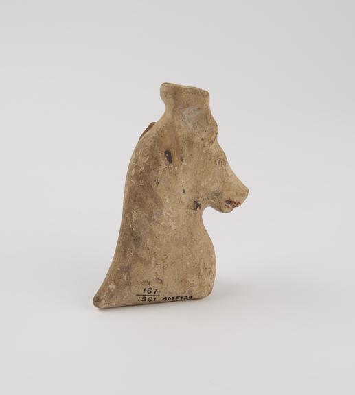 Votive figure of horse's head, terracotta, probably Roman