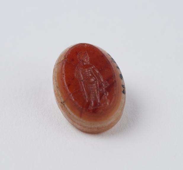 Agate seal with engraved figure of Aesculapius