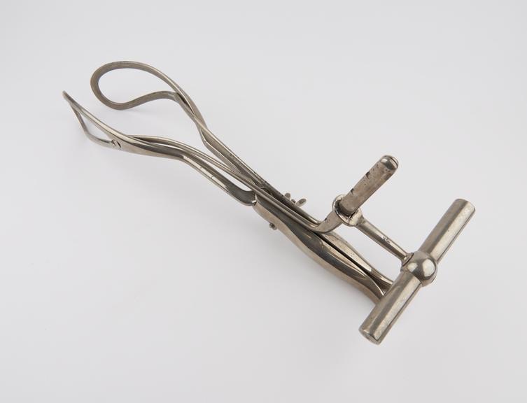 Forceps, obstetrical, axis traction, Bonney, aseptic metal