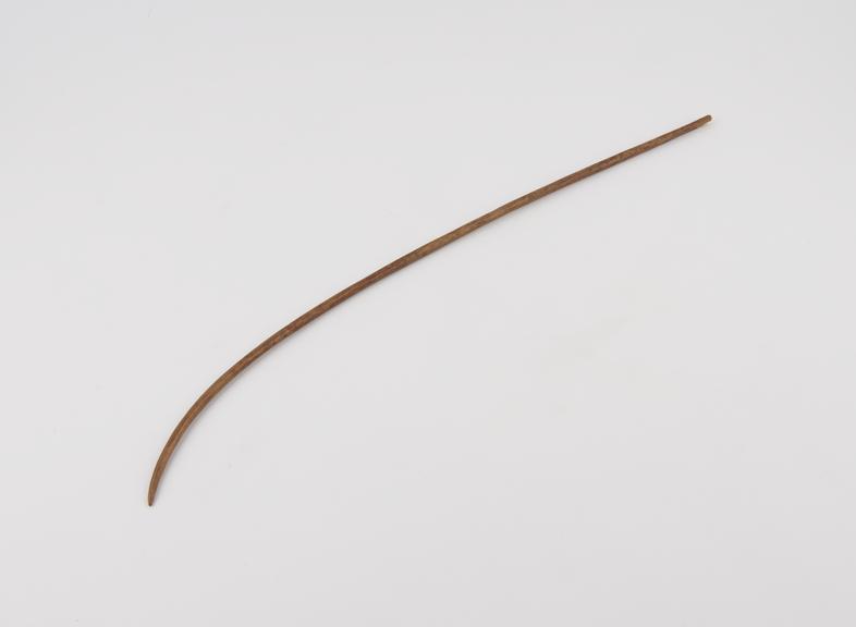 Back scratcher and hair pin of wood, curving point