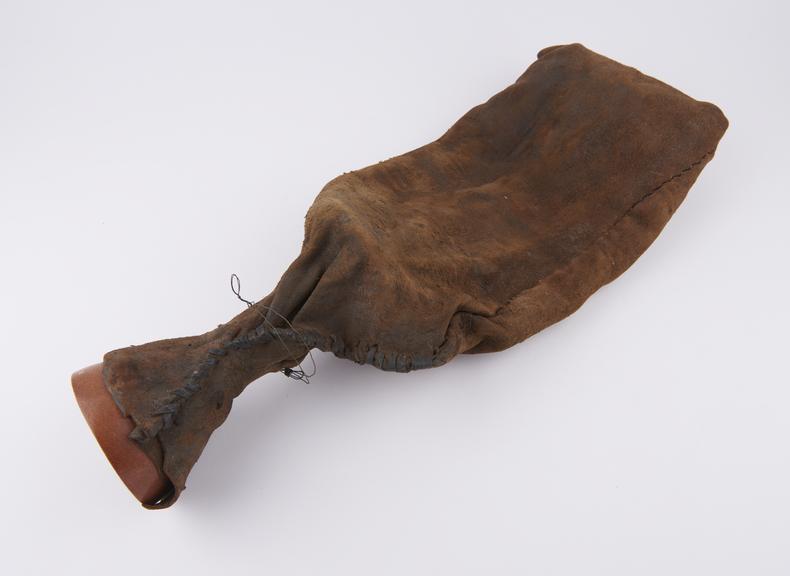 Medicine man's bag, hide, oblong with gourd neck