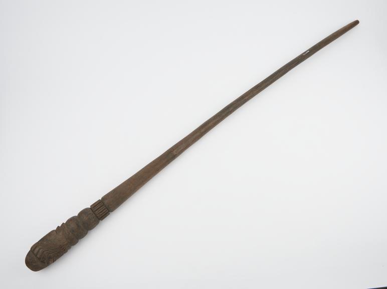 Carved wooden staff, ceremonial