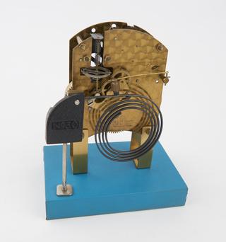 Movement of rack-striking clock with "floating" balance and pin-pallet escapement