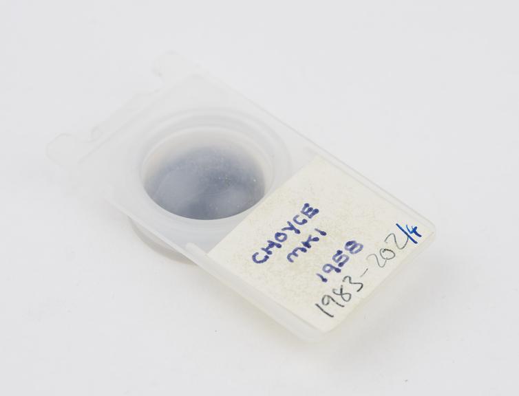 One of  eight intraocular lenses with case