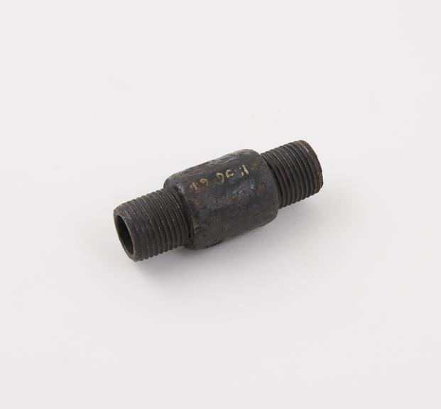 Iron straight connector, one of five specimens of water pipes