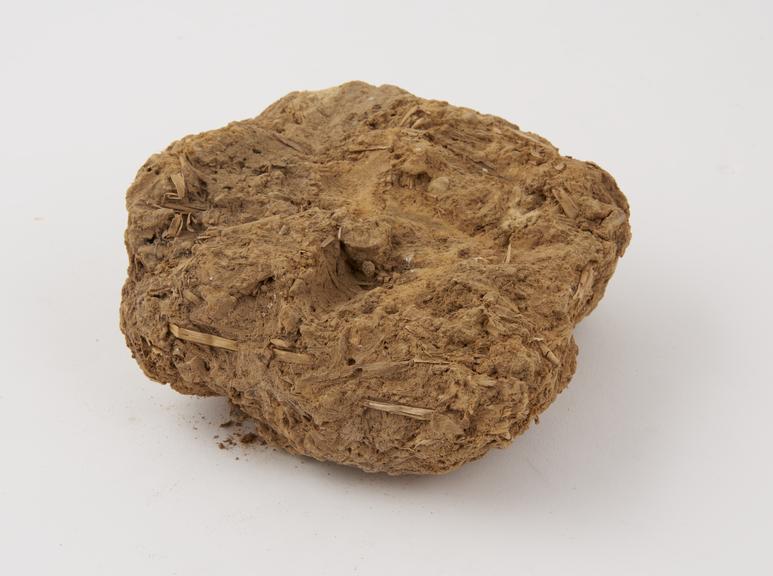 Unbaked brick of clay dung and straw from Street House