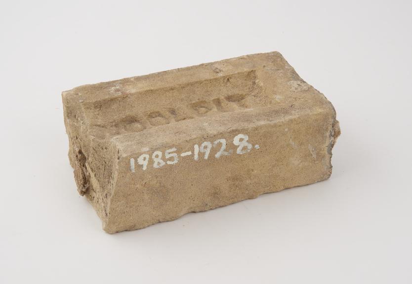 Part white brick from Woolpit, Suffolk, stamped Woolpit''