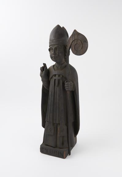 Statue of Saint Lubin, wood, French, 17th century ?