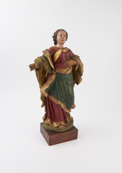 Wooden figure of unidentified saint (figure - representation)