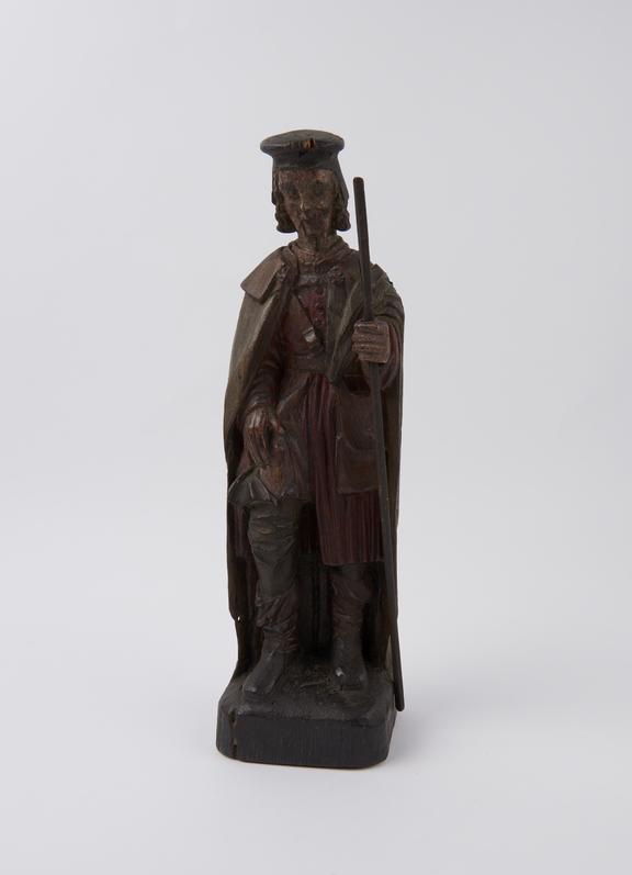 Wooden statue of Saint Roch patron saint of plague sufferers