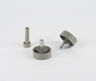 Three metal knobs, from IBM computer system