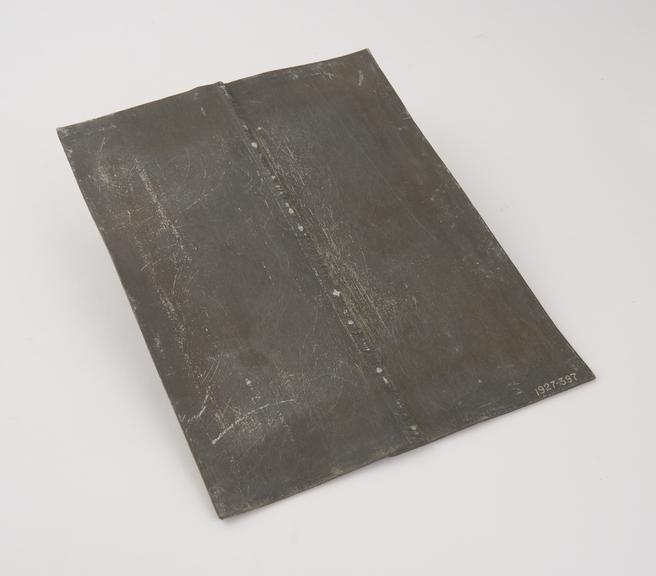 Upright lapped seam in 6lb lead plate sheet, 18 x 10.25''