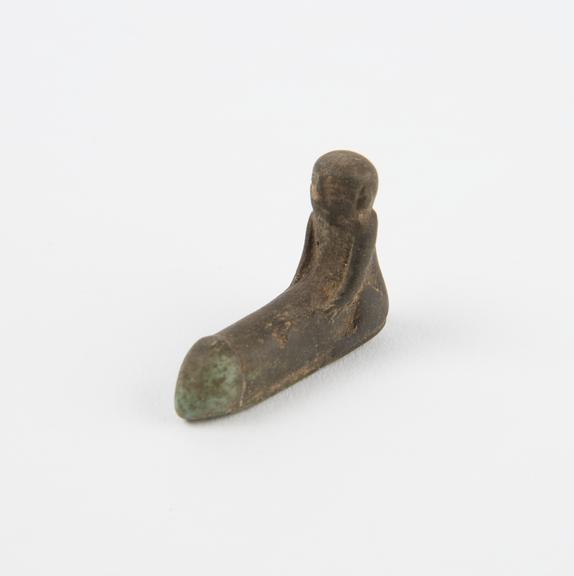 amuletic figure, green faience(?) phallic male