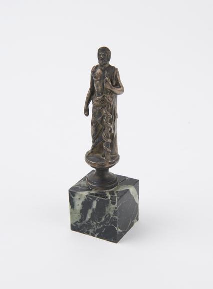 Small metal statue of Aesculapius, probably a modern replica