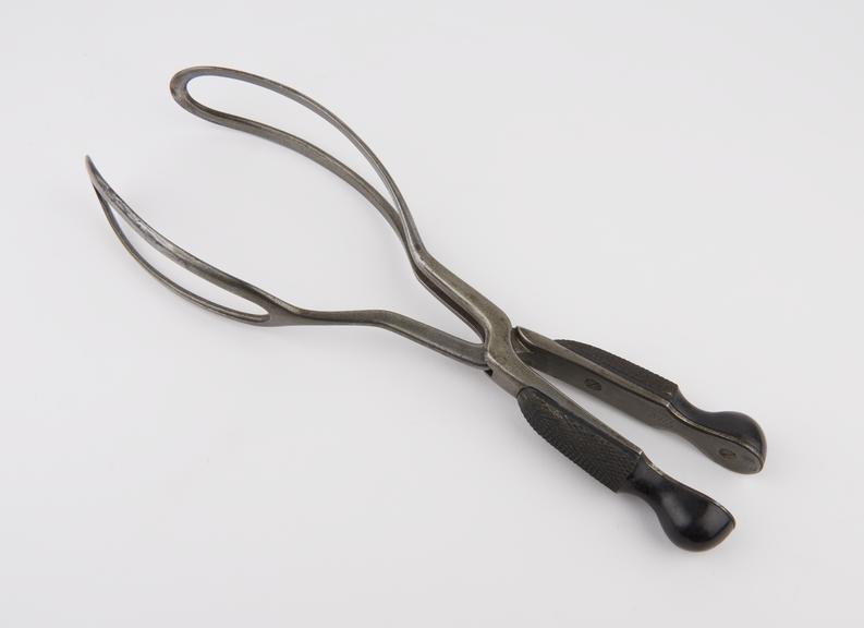 Forceps, obstetrical, Ziegler, steel and ebony