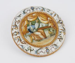 Platter with childbirth scenes