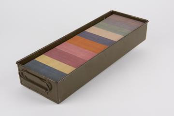 Half of a collection of 40 column punched cards in two trays