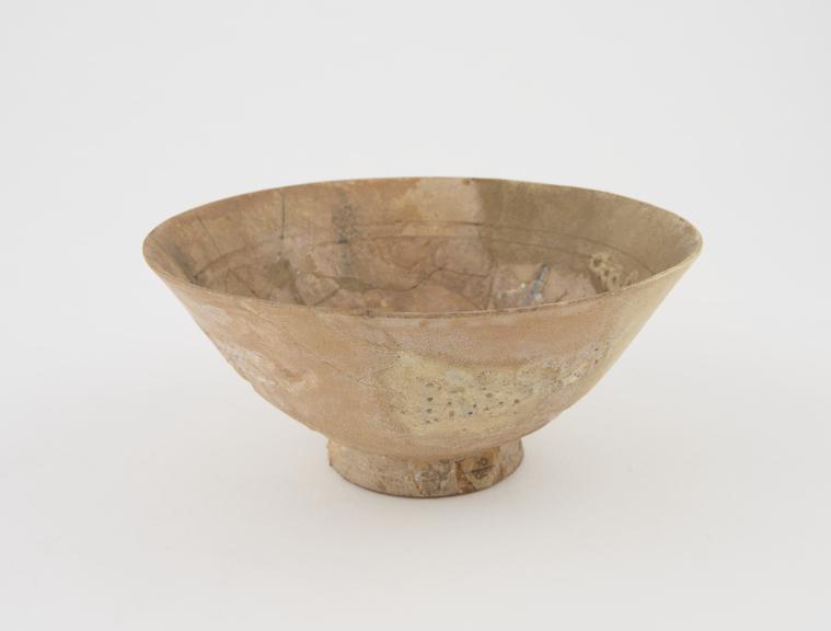 Earthenware bowl, conical, clear glaze, excavated in Turkey