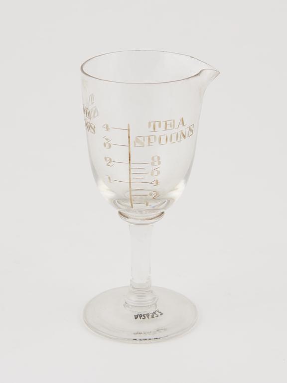 Glass measure, wineglass-shaped, English, 1801-1950