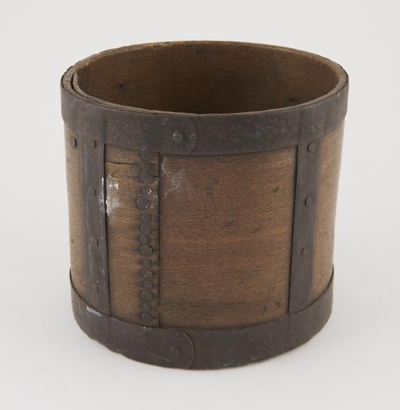 Half-gallon wooden dry measuring cylinder, English, 1837-1901